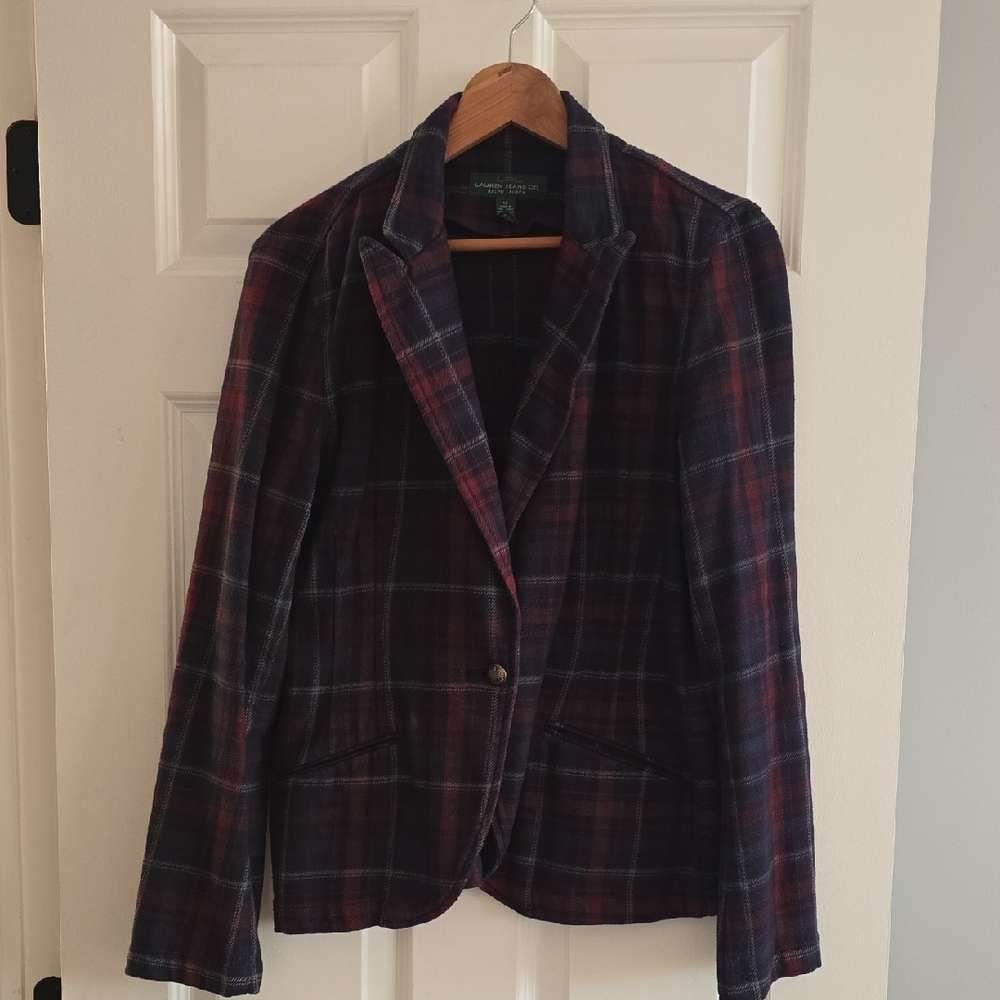 Ralph Lauren Navy and Red Plaid Blazer